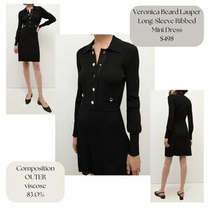 NWT - Veronica Beard Lauper Long-Sleeve Ribbed Mini Sweater Dress